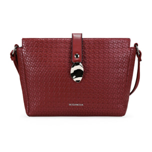 Bolso bandolera rojo con solapa de metal