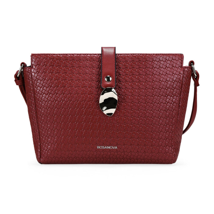 Bolso bandolera rojo con solapa de metal