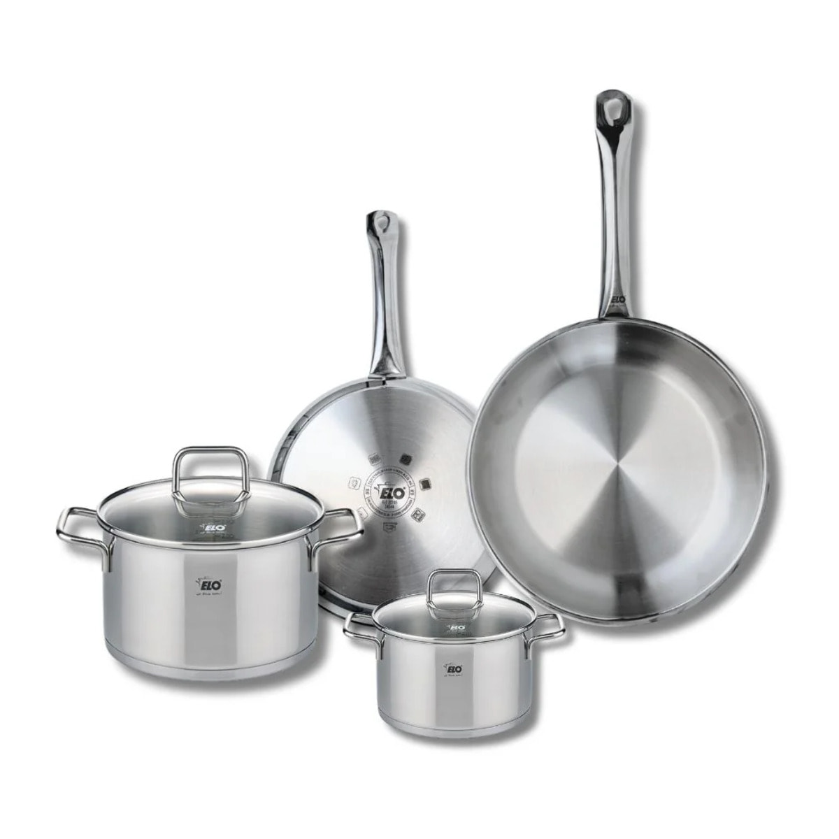 Set de 2 Poêles de cuisson 24 et 28 cm et 2 faitouts 14 et 20 cm Elo Profi Citrin