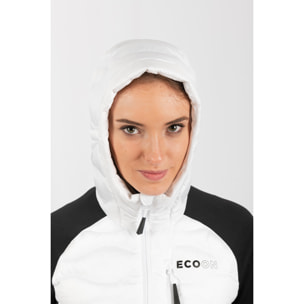 Chaqueta para mujer ECOON ECOActive Hybrid Insulated Jacket with cap Women - Blanco / Negro