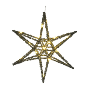 estrella navideña color plateado con 20 luces led blancas 30x5x30cm