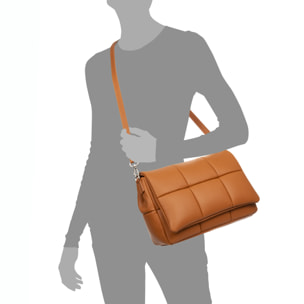 Amorosi borsa a tracolla donna. Vera pelle finitura Sauvage trapuntata.