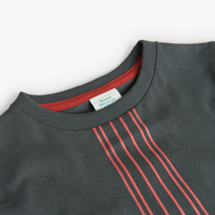 Camiseta bÃ¡sica niÃ±o, algodÃ³n, estampada, gris oscuro