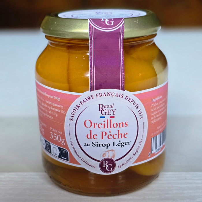 Oreillons de Pêches au Sirop Léger - 350g - France