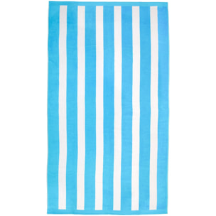 Serviette de plage éponge velours Jacquard Bleu 100x175 470g/m² - Bahia Bleu Turquoise