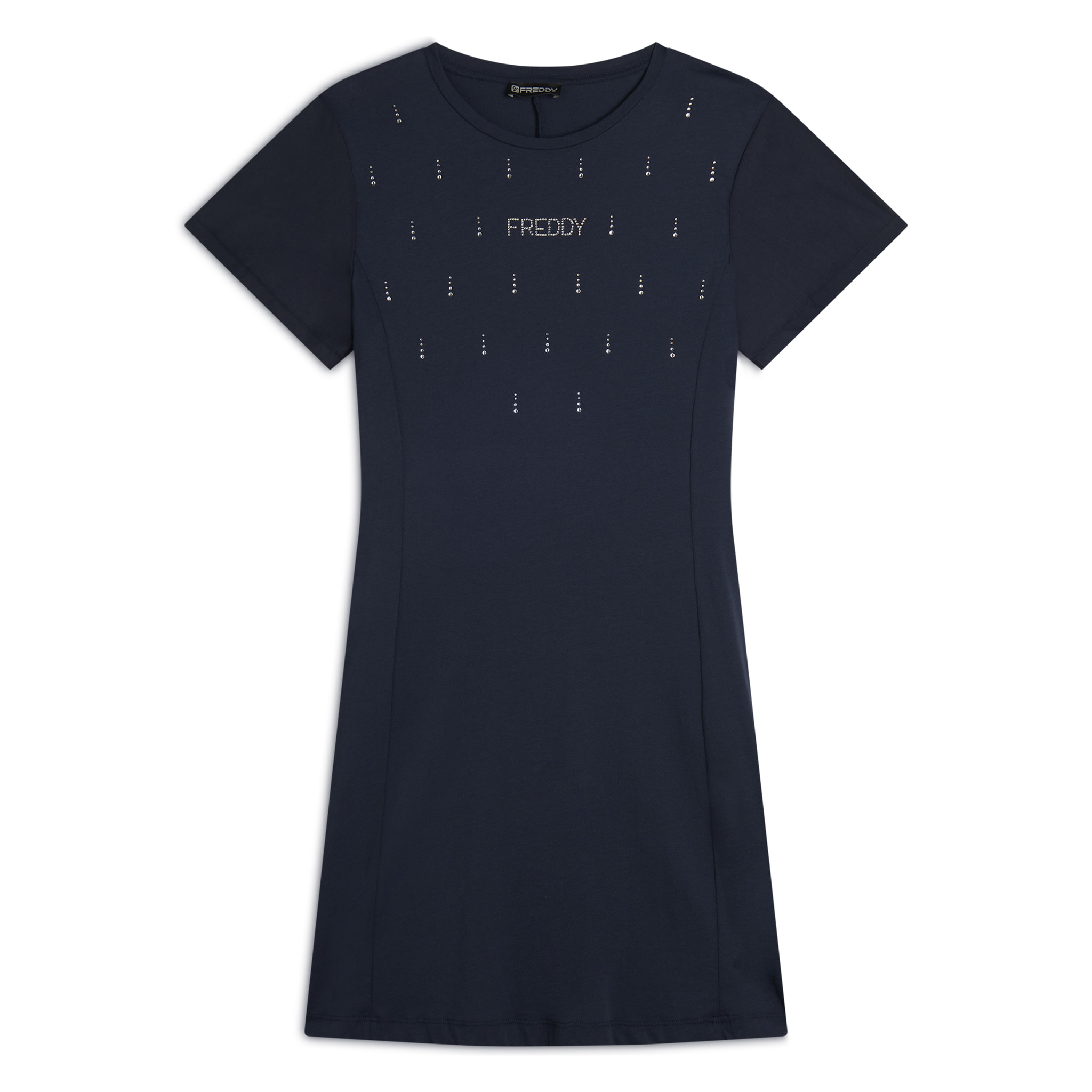 Vestito Svasato con Strass in Jersey Modal