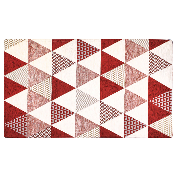 TAPPETO ARREDO DIS. TRIANGOLI ROSSO DONGIOVANNI 80X150 CM CON ANTISCIVOLO