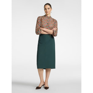 Elena Mirò - Falda lápiz en punto Milán - Verde