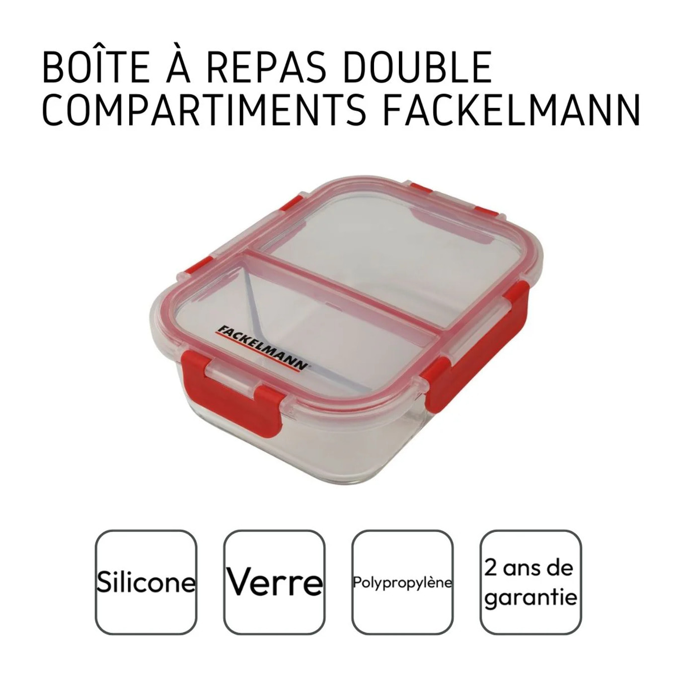 Boîte à repas en verre avec deux compartiments 1000 ml Fackelmann Move