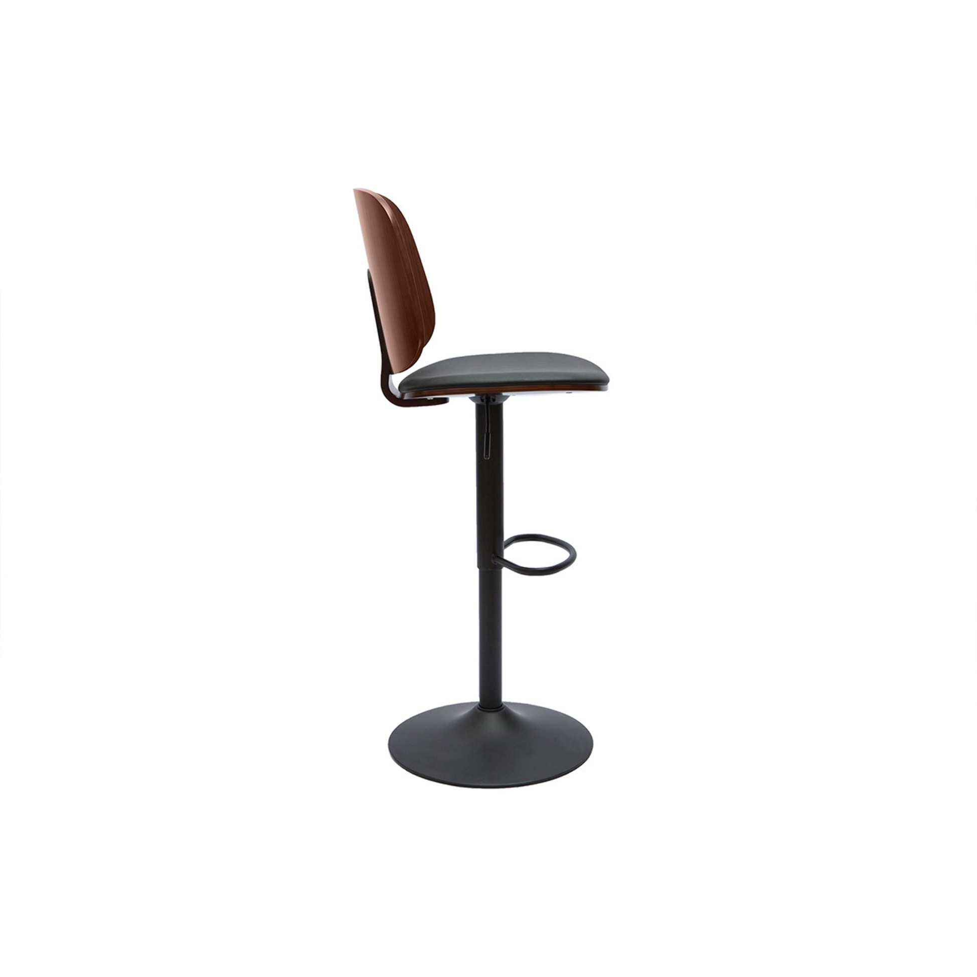 Tabouret de bar ajustable noir et noyer BECK