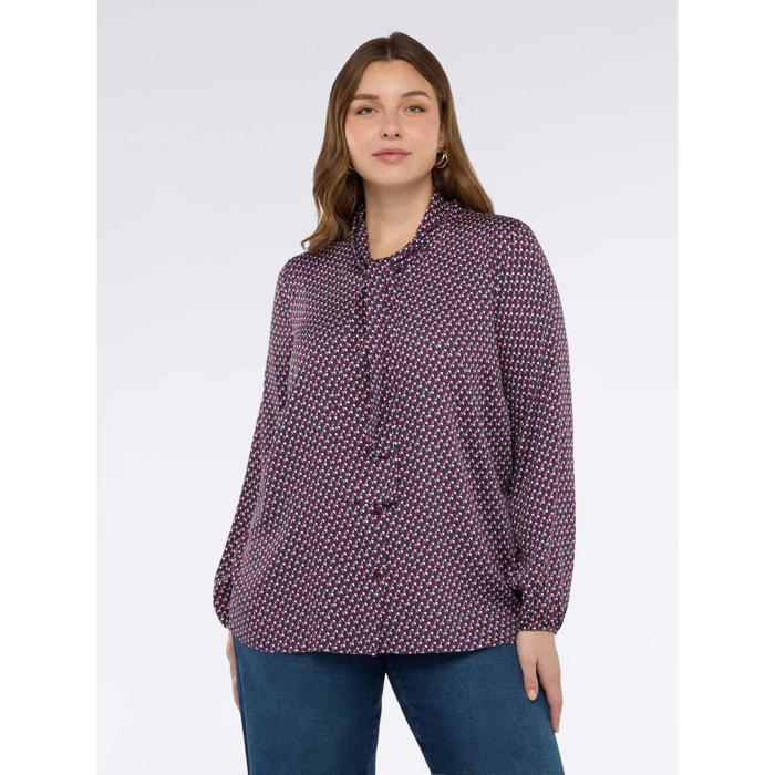 Fiorella Rubino - Camicia stampa geometrica in viscosa - Blu