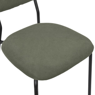 Lot de 4 Chaises - HOME DECO FACTORY - Jules - Côtelées - Confortables - Vert