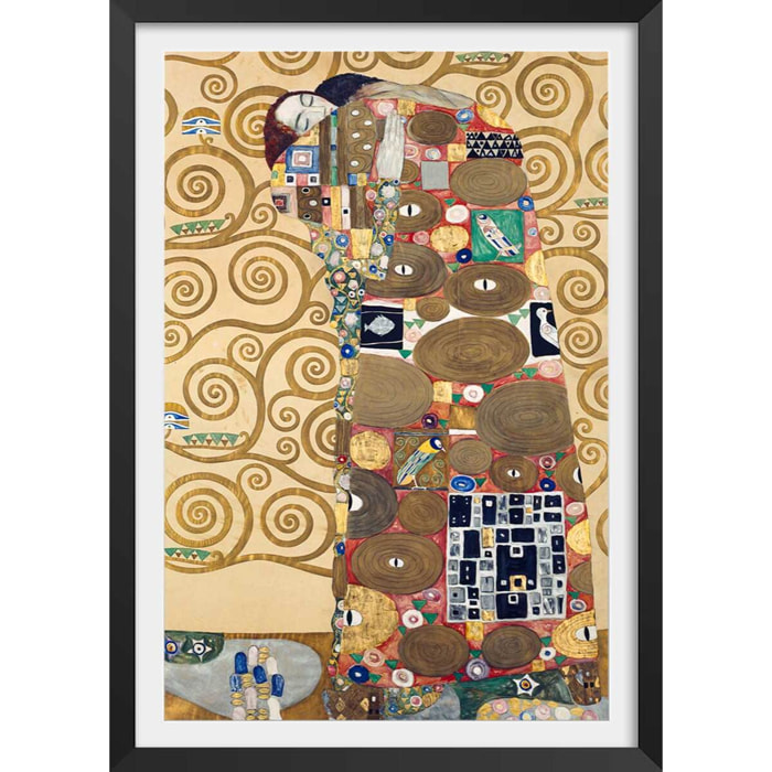 Affiche Accomplissement - Peinture de Gustav Klimt Affiche + cadre en bois - Noir