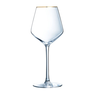 4 verres à pied 38 cl Ultime Bord Or - Cristal d'Arques