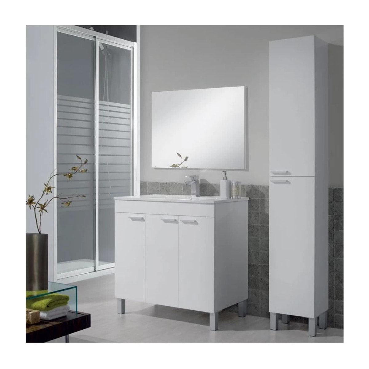 Columna de baño Koncept 2 puertas Blanco brillo