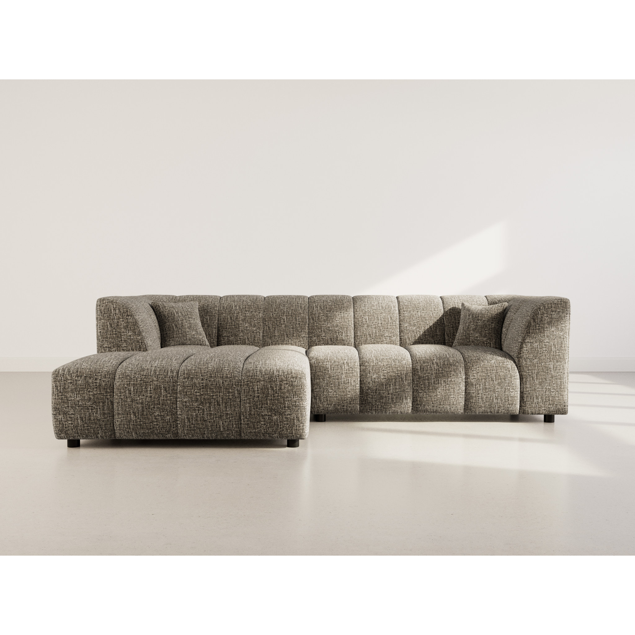 Curtis - canapé d'angle gauche 4 places avec accoudoir en tissu texturé - Vert Olive