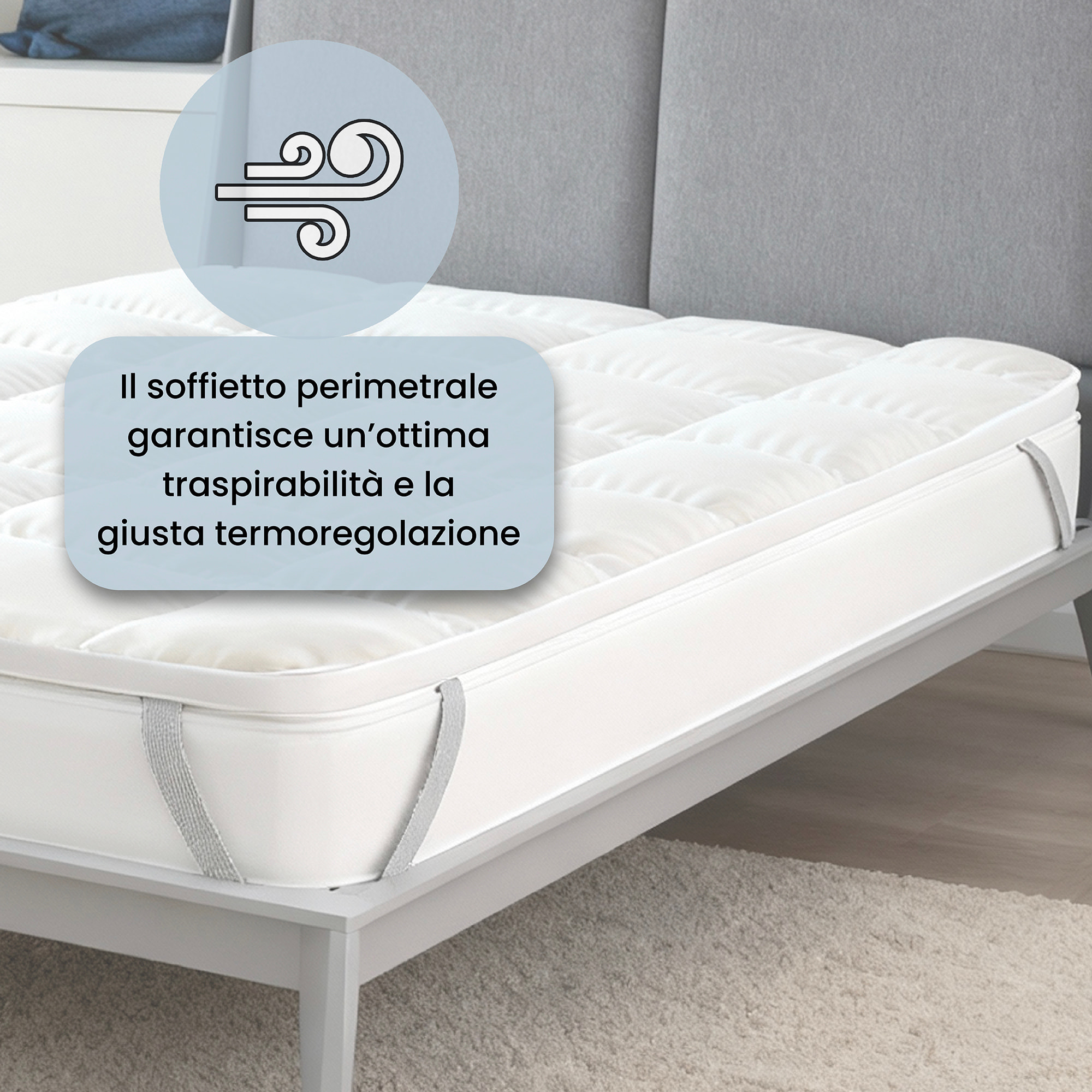 TOPPER PLUS TRAPUNTATO CON ELASTICI PIAZZA E MEZZA FRANCESE