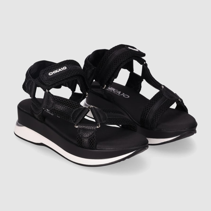 Sandalias de Tejido - Negro - Tacón: 5 cm