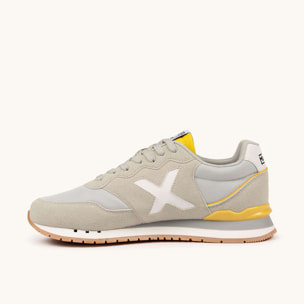 Sneakers Retro Running Gris y Blanco con Detalles Mostaza MUNICH DASH 272