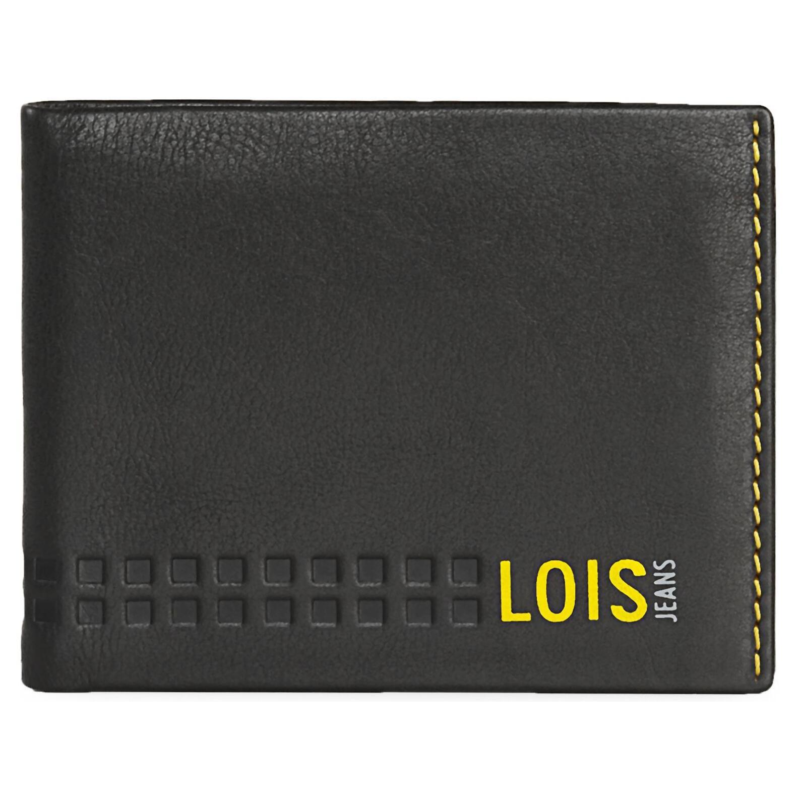 Cartera Hombre Piel Lois Temple Negro-Amarillo