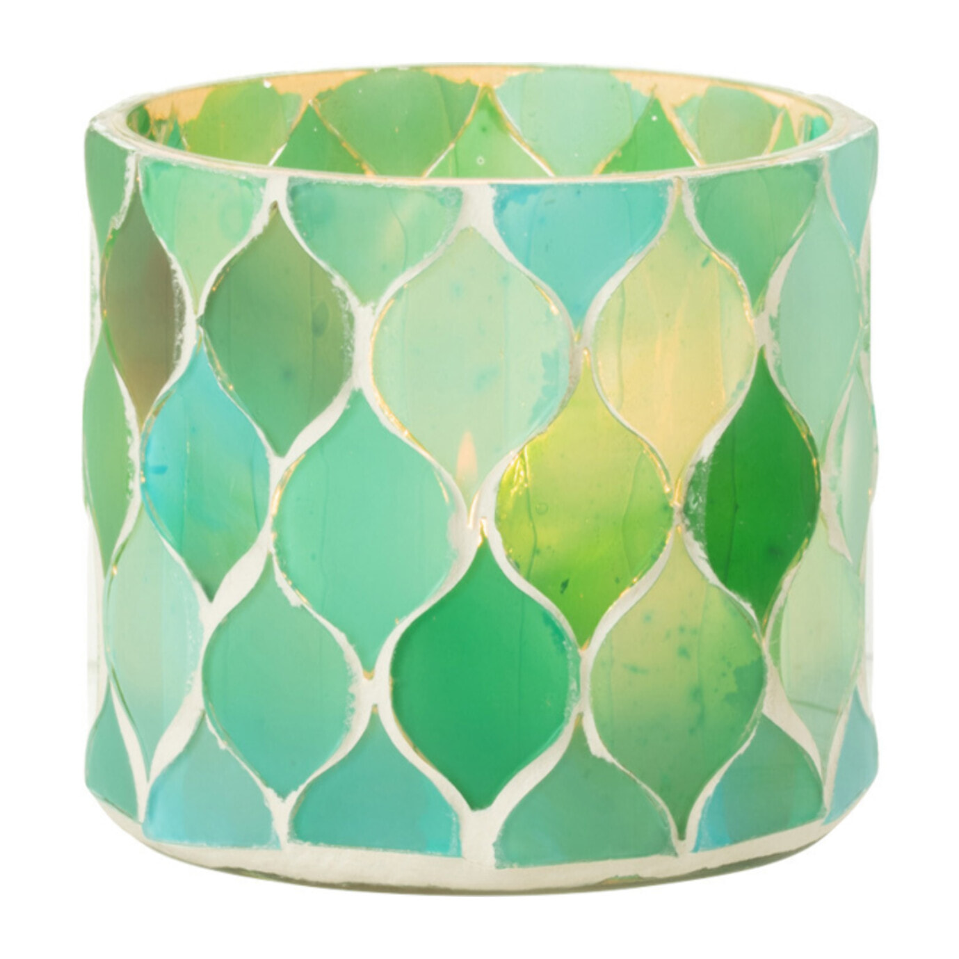 J-Line photophore Mosaic Losange - verre - bleu/vert - small - 2 pcs