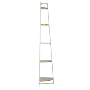 Etagere Angle 5 Niveaux Bois Et Metal Blanc