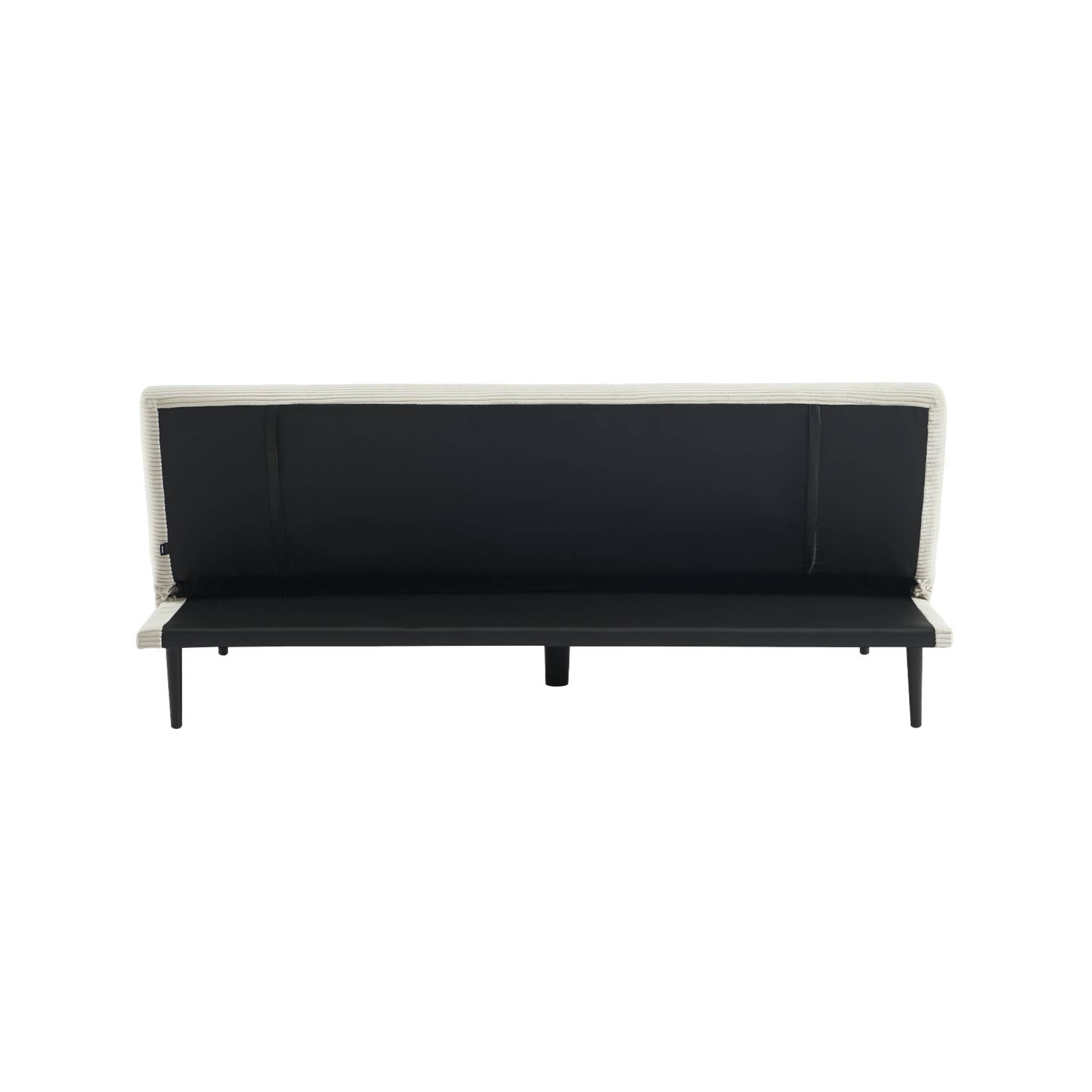 Canapé banquette convertible 3 places velours côtelé crème piétement métal L 180 x P 100 x H 74.5 cm - Max