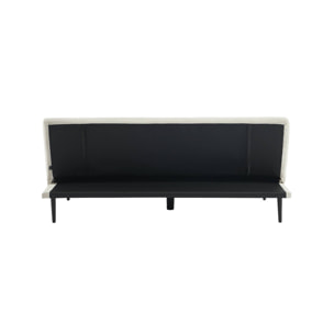 Canapé banquette convertible 3 places velours côtelé crème piétement métal L 180 x P 100 x H 74.5 cm - Max