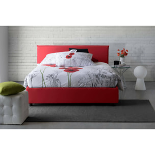 Letto matrimoniale Berenice, Letto contenitore con rivestimento in tessuto, 100% Made in Italy, Apertura frontale, adatto per materasso Cm 140x200, Rosso