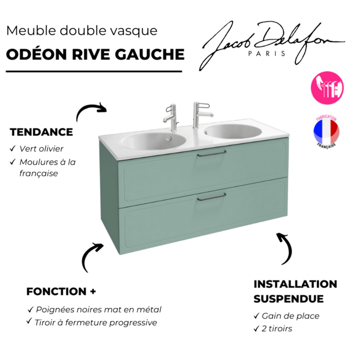 Meuble double vasque 120 cm Odéon Rive Gauche vert olivier