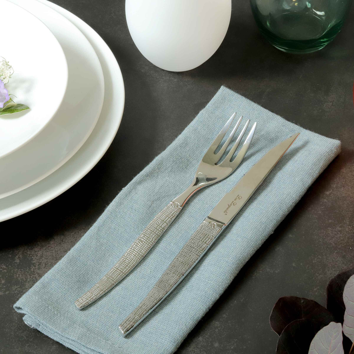 Jet Styl - Cubertería de 50 piezas con cuchillos de carne