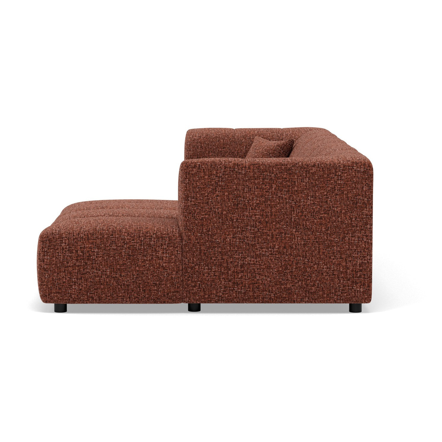 Curtis - canapé d'angle droit 4 places avec accoudoir en tissu texturé - Terracotta