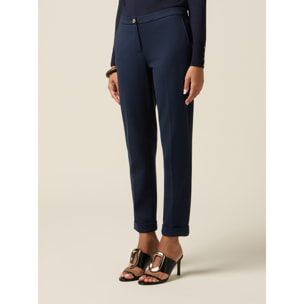 Oltre - Pantaloni a sigaretta in punto milano - Blu