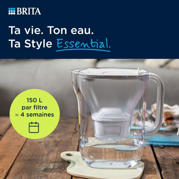 Carafe filtrante BRITA Essential XL blanc + 1 cartouche Maxtra Pro