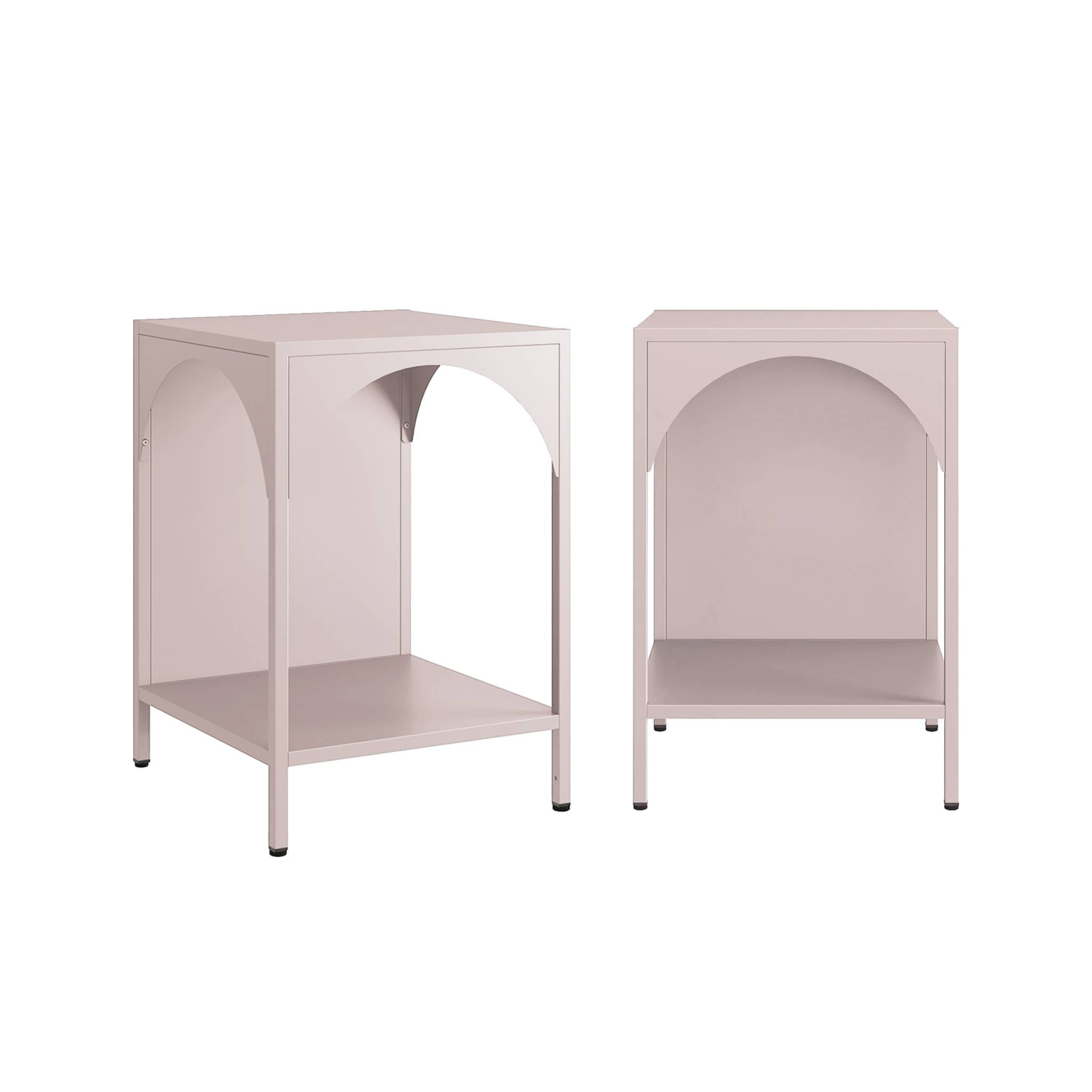 Lot de 2 tables de chevet. tables d'appoint en acier style industriel. rose. L 35 x l 35 x H 51cm