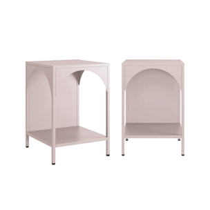 Lot de 2 tables de chevet. tables d'appoint en acier style industriel. rose. L 35 x l 35 x H 51cm