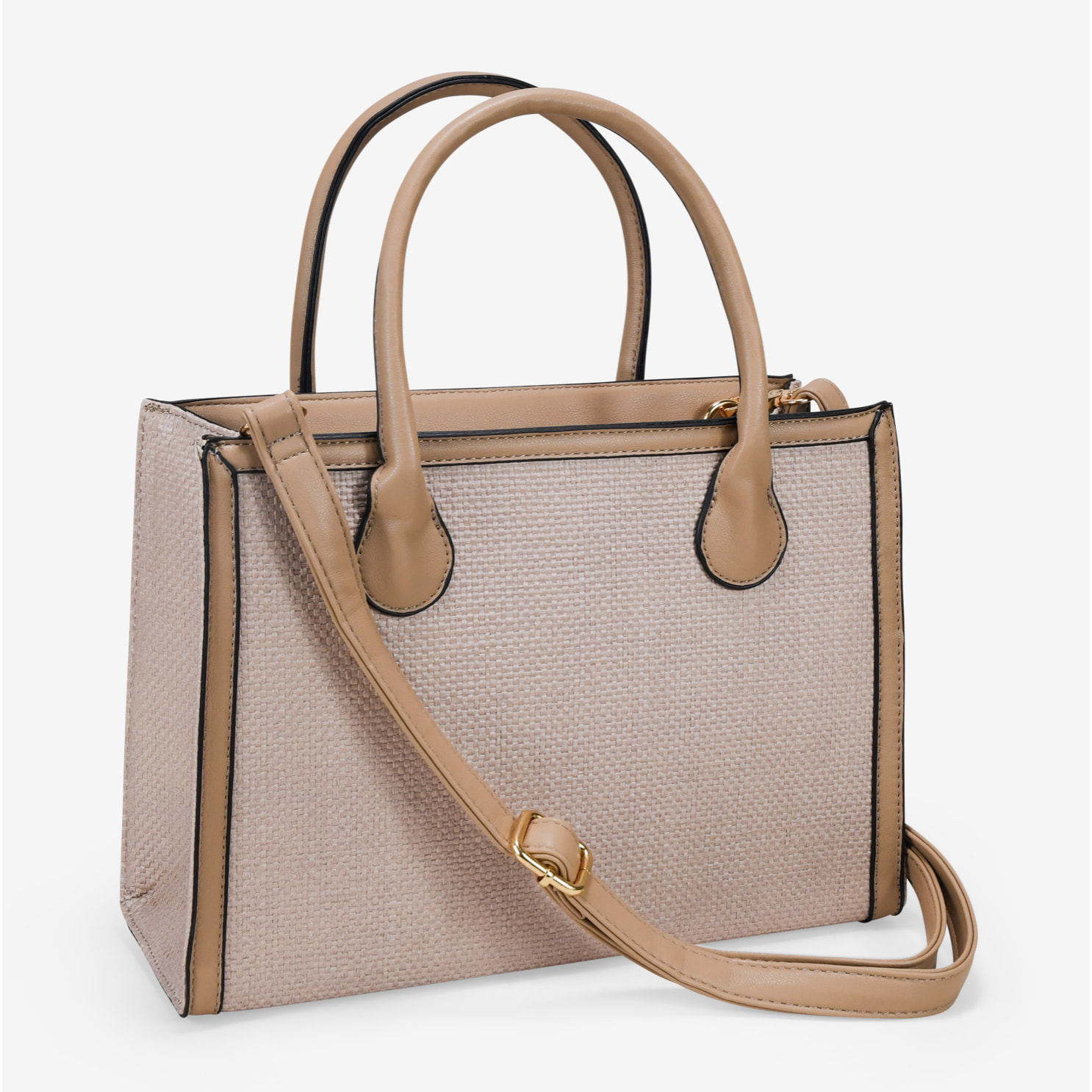 Bolso de mano beige en rafia