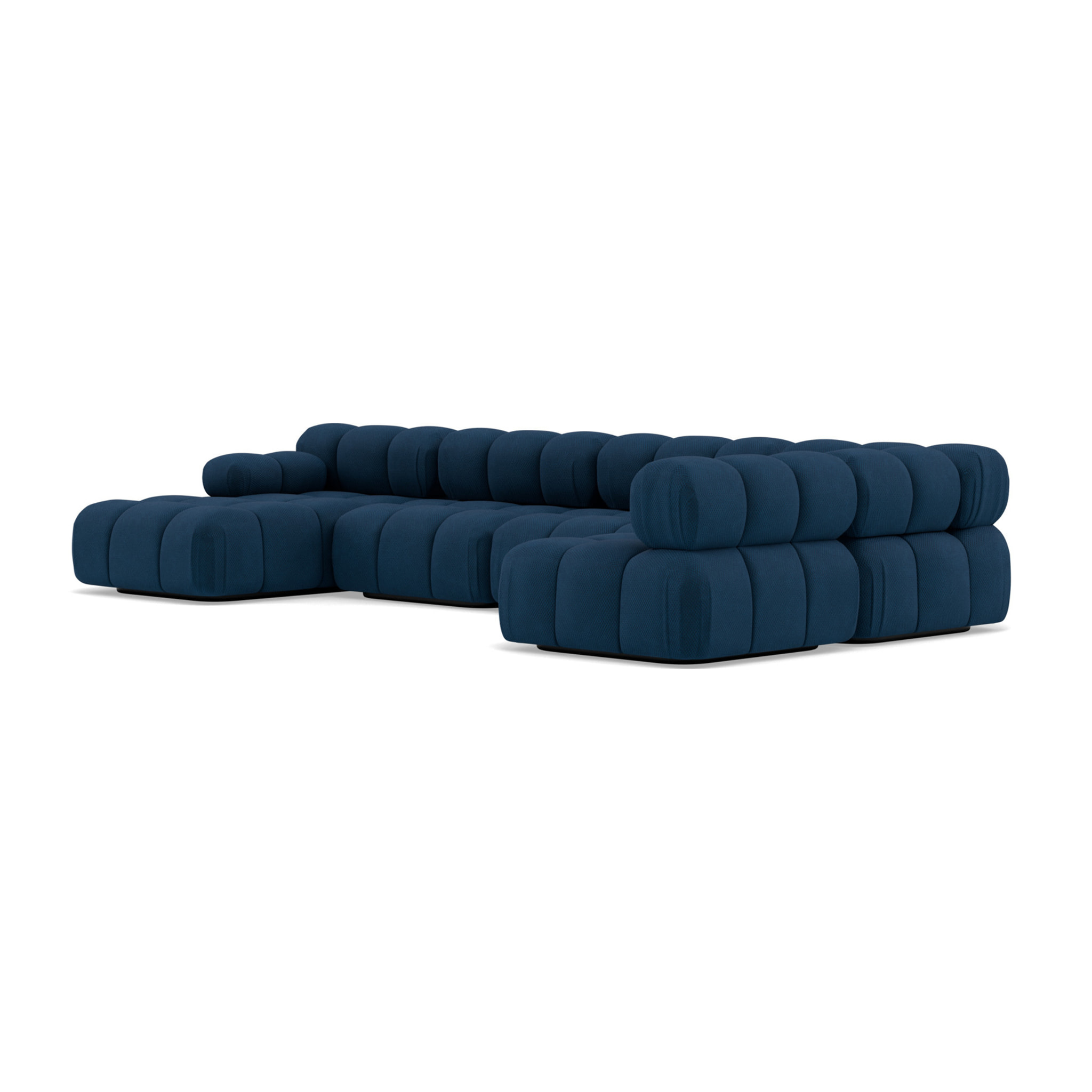 Ruby - canapé panoramique modulable d'angle droit 7 places en velours texturé - Bleu
