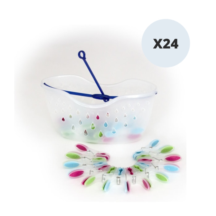 Panier x24 Pinces à  linge Bi-matiere MSV