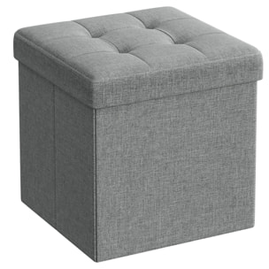 Pouf contenitore pieghevole grigio chiaro effetto lino
