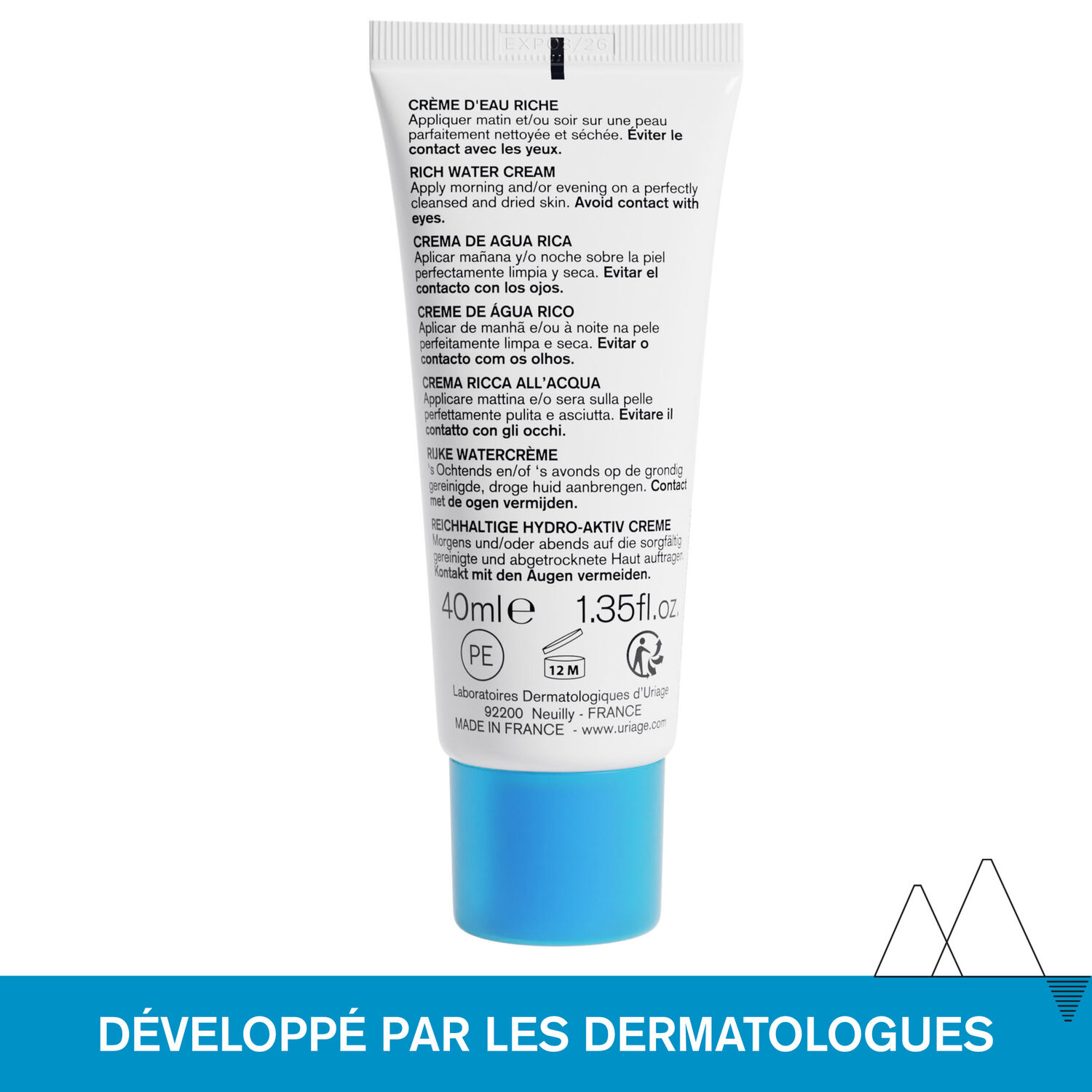 Eau Thermale - Crème d'Eau Riche - Hydrate, Nourrit & Illumine 40 ml
