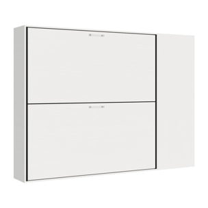 Armoire lit escamotable horizontal superposé 2 couchages 85 Kando composition H Frêne Blanc