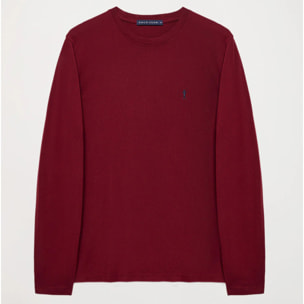 Maglietta basic granata a maniche lunghe con logo Rigby Go