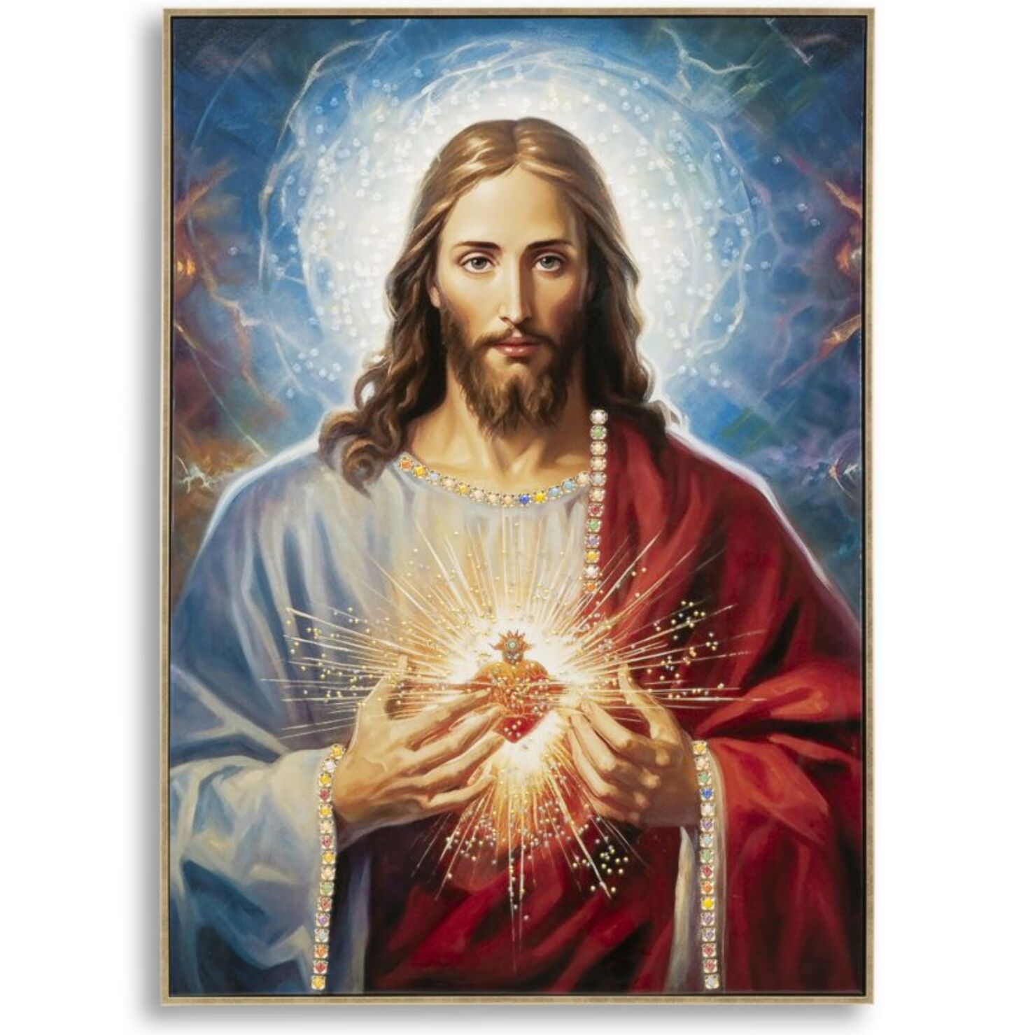 DIPINTO SU TELA LACCATO JESUS C/CORNICE CM 72X4X102