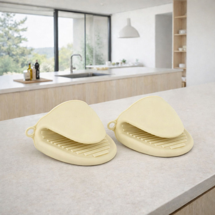 Lot de 2 gants pure en silicone crème