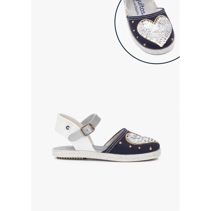 Conguitos - Sandali estivi in juta con zeppa per bambina comodi