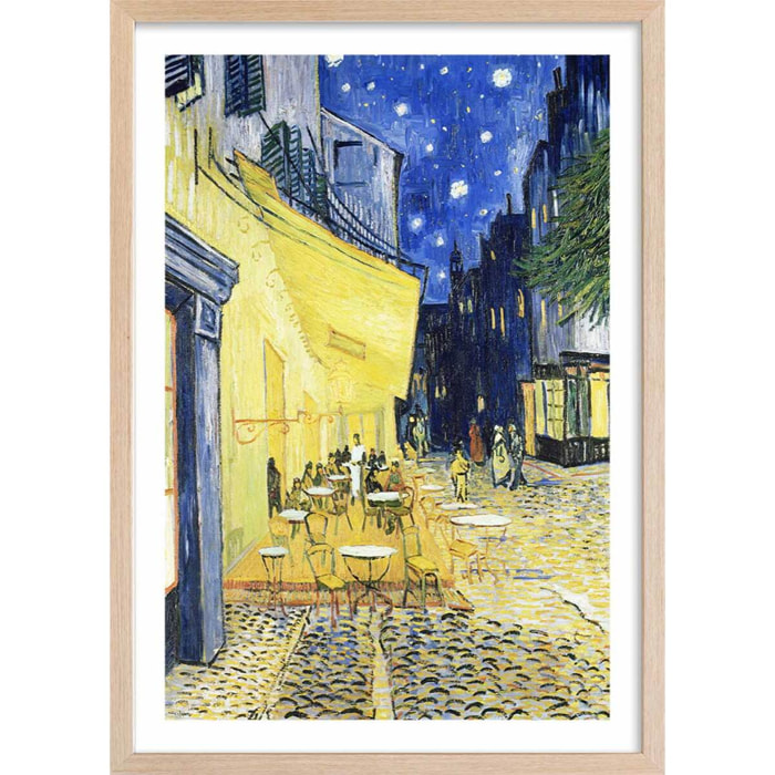 Affiche Le Café Arles par Vincent van Gogh Affiche + cadre en bois - Chêne