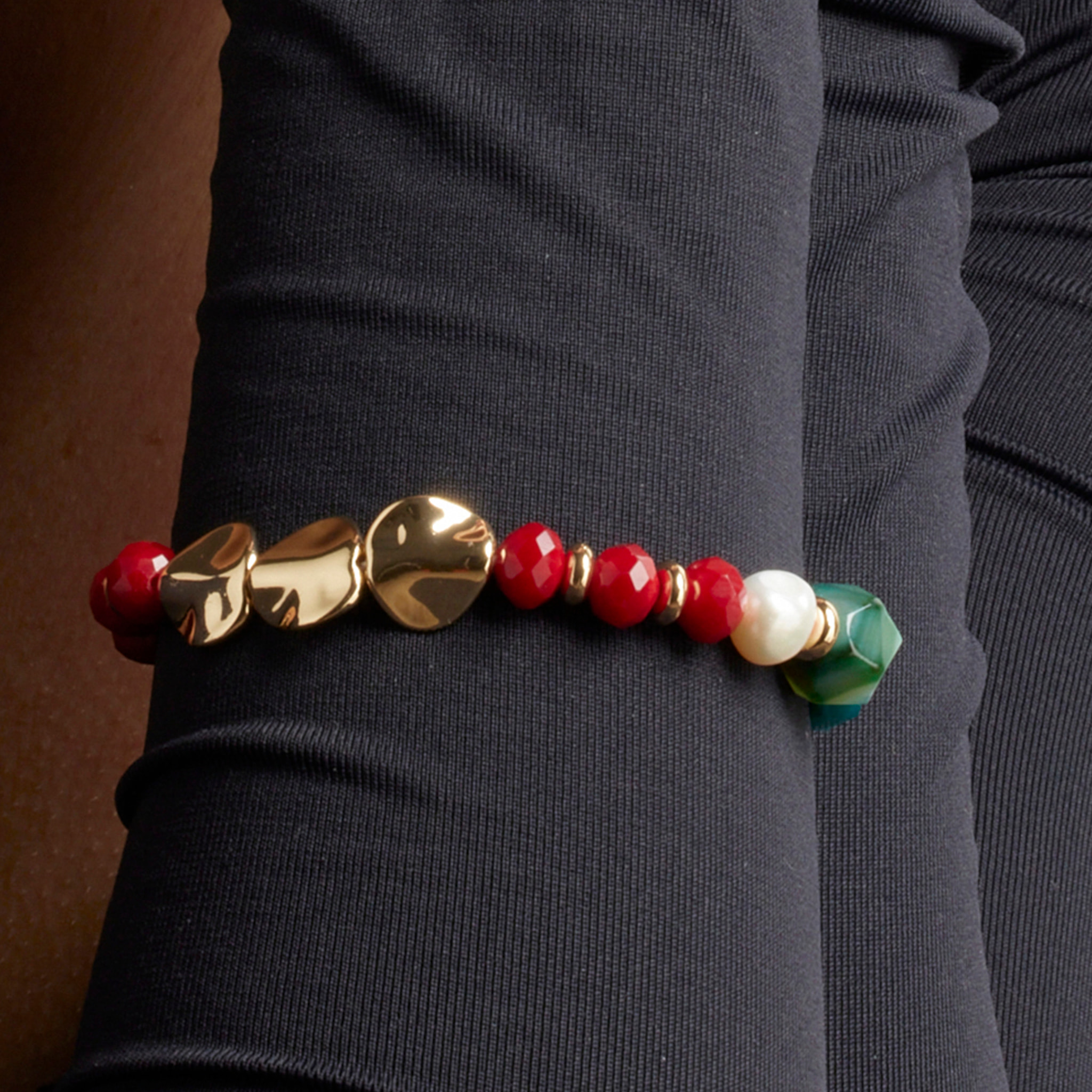 Pulsera de Cristal Multicolor acabada en oro amarillo de 18K