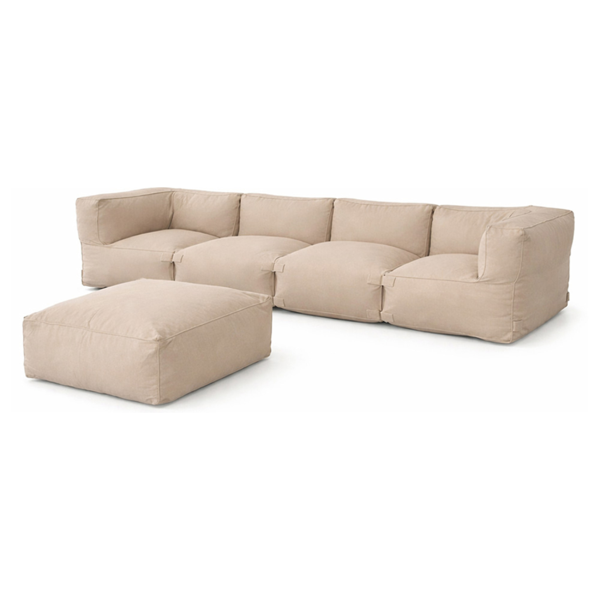 VERONE Salon de jardin modulable 5 places beige en tissu déperlant
