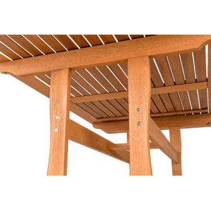 Table et chaises de jardin en bois exotique "Hongkong" - Table fixe + 8 chaises pliantes